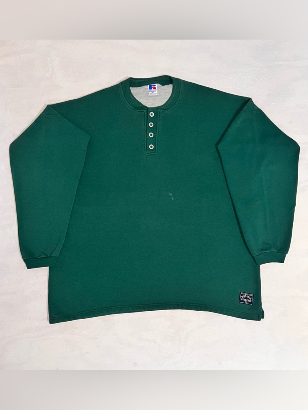 90s Russell Atlétic Henley Sweatshirt Made In USA Green Men's Size XL